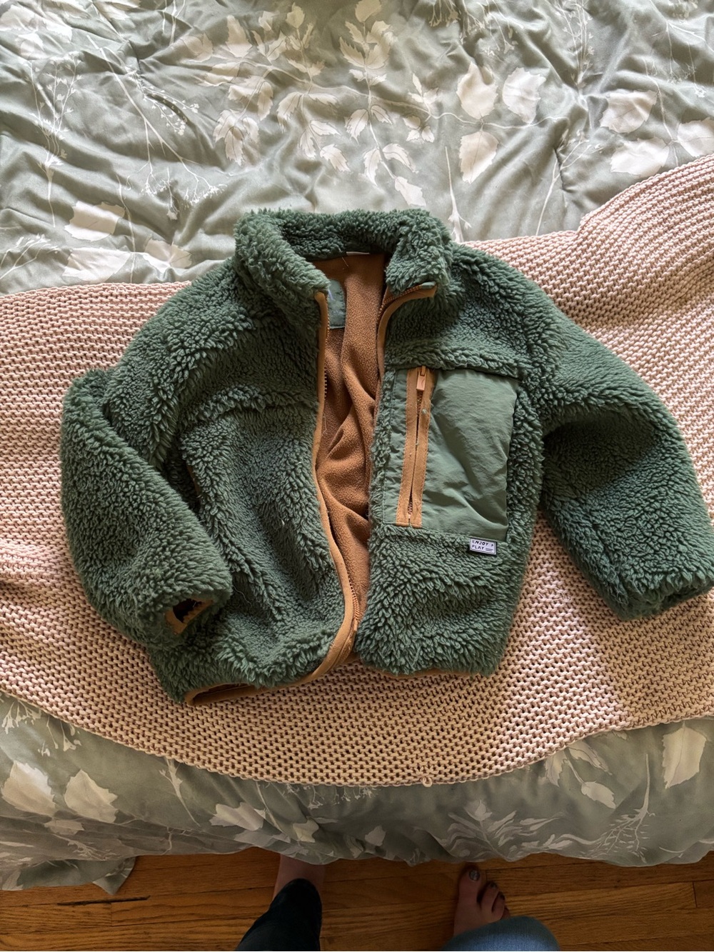 Green Sherpa Fleece Jacket - Zara Kids